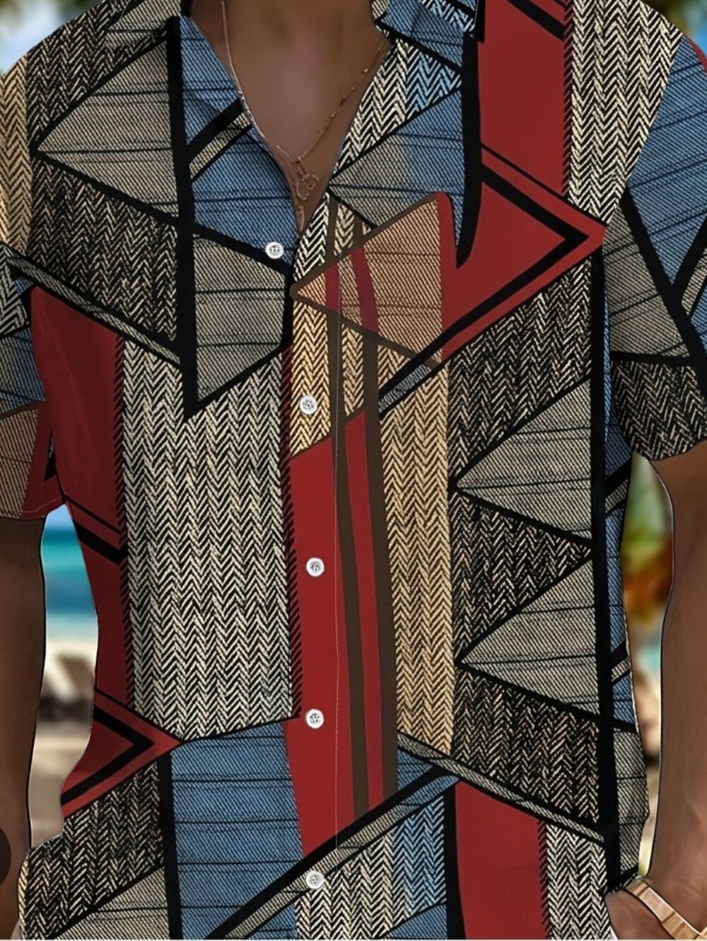 Mcedar Collection Vogues Vintage Multicolor Patterned Short Sleeve Shirt -